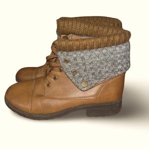 wool trim booties